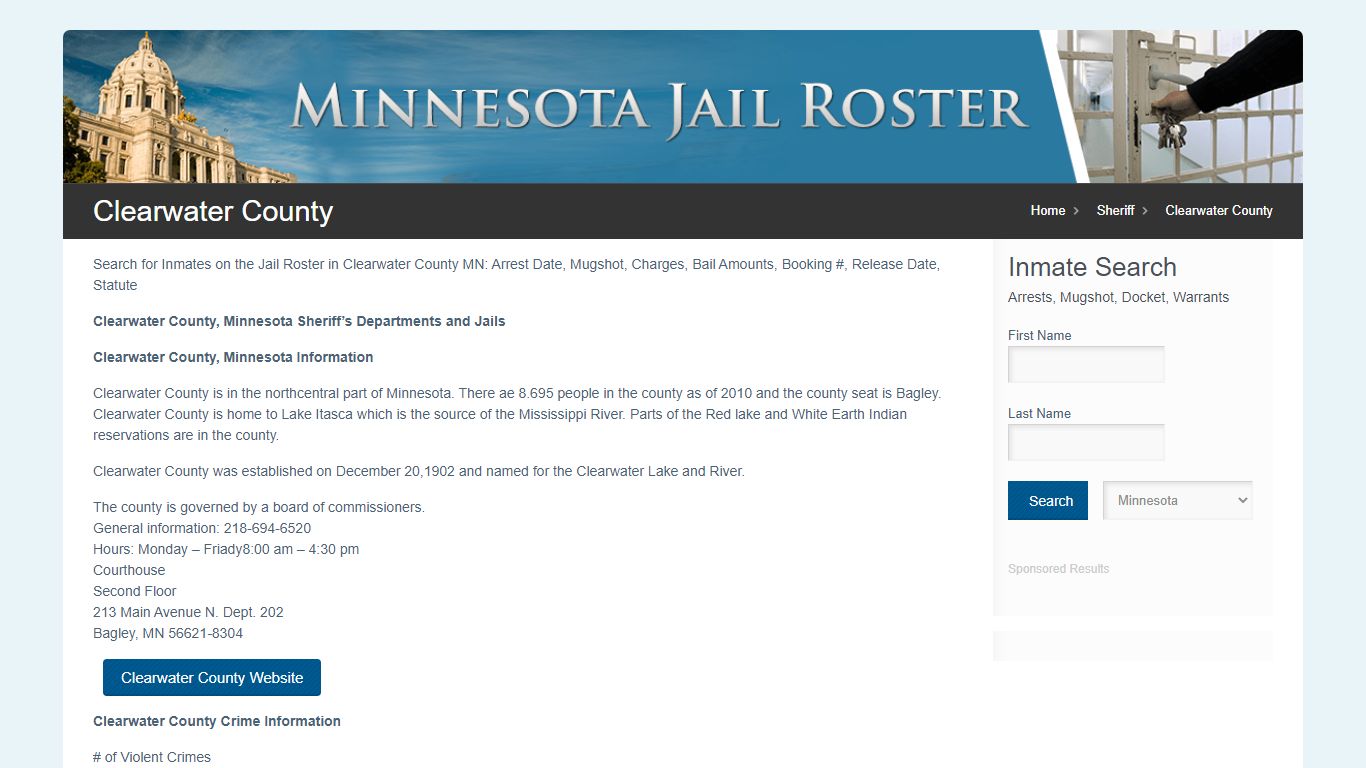 Clearwater County | Jail Roster Search - MinnesotaJailRoster.com