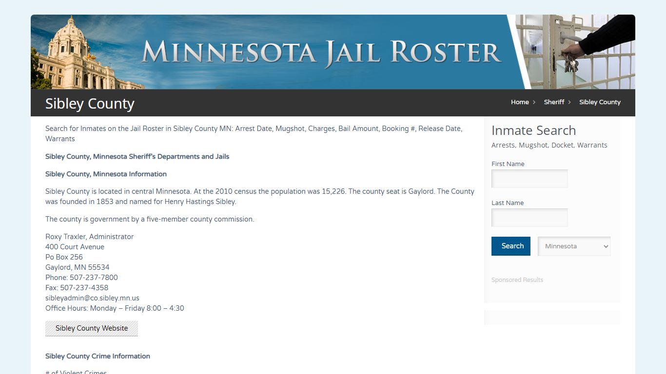 Sibley County | Jail Roster Search - MinnesotaJailRoster.com